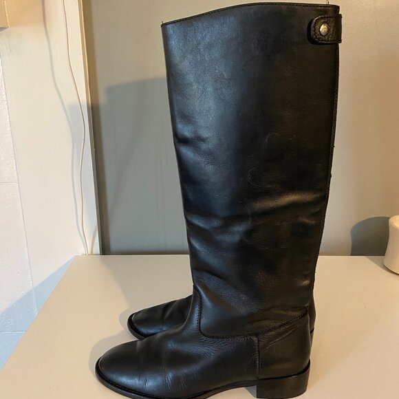 J. Crew Tall Black Leather Riding/Field Boots Women's 7 - Picture 2 of 13